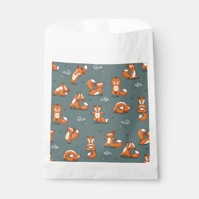 Sachets En Papier mignon renard de yoga drôle vert (Devant)
