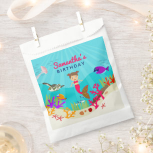 Sachets En Papier Mignonne fille sirène dans l'océan coloré fille an
