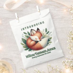 Sachets En Papier Mignonne Fox dormir en Baby shower Feuille