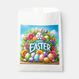Sachets En Papier Mignonne lapin de printemps/Pâques avec oeuf