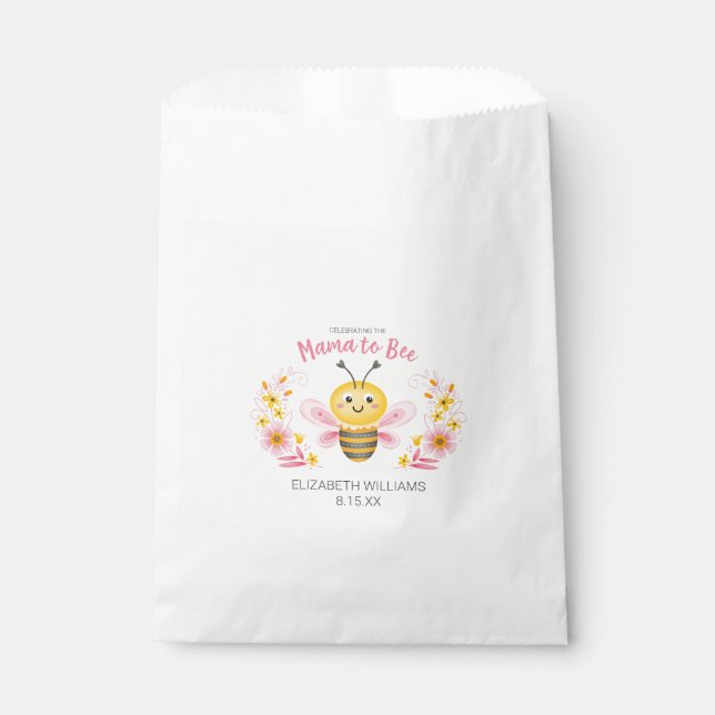 Sachets En Papier Mignonne maman à Baby shower fille d'abeilles (Devant)