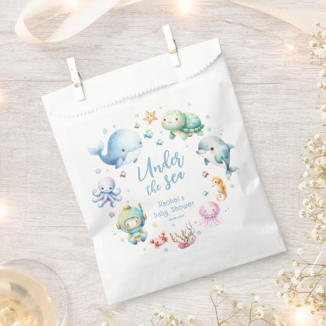 Sachets En Papier Mignonne sous le Baby shower marin (Coupé)