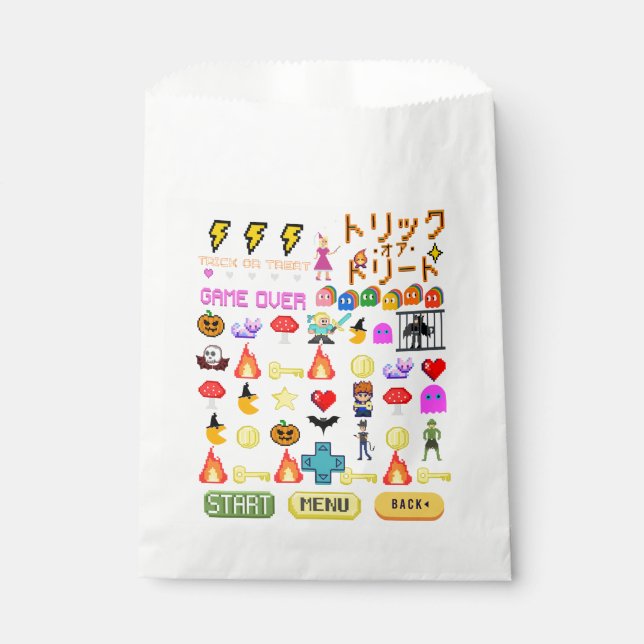 Sachets En Papier Mikitiez vidéo pixel halloween chauve-souris éffra (Devant)