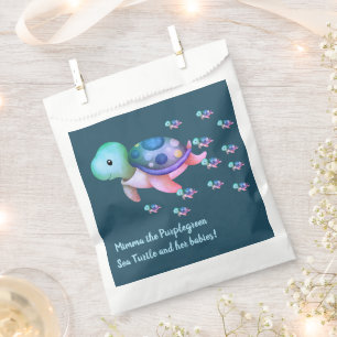 Sachets En Papier Mimma mignonne Tortue verte violette