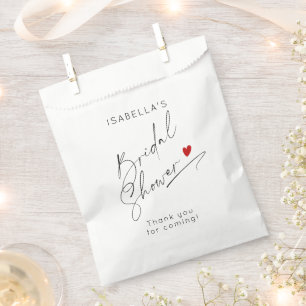 Sachets En Papier Mini coeur de script moderne Douche nuptiale