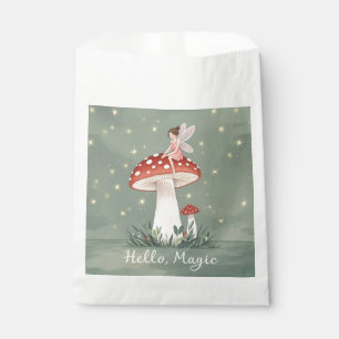 Sachets En Papier Minuscule fée perchée sur un champignon et brillan