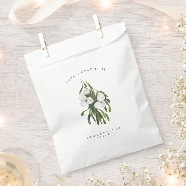 Sachets En Papier Mistletoe Winter Greenery Wedding Favor Bags (Coupé)