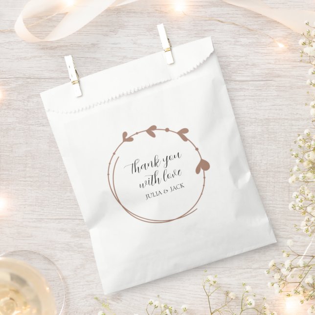 Sachets En Papier Mocha simple Mariage de couronne de coeur (Coupé)