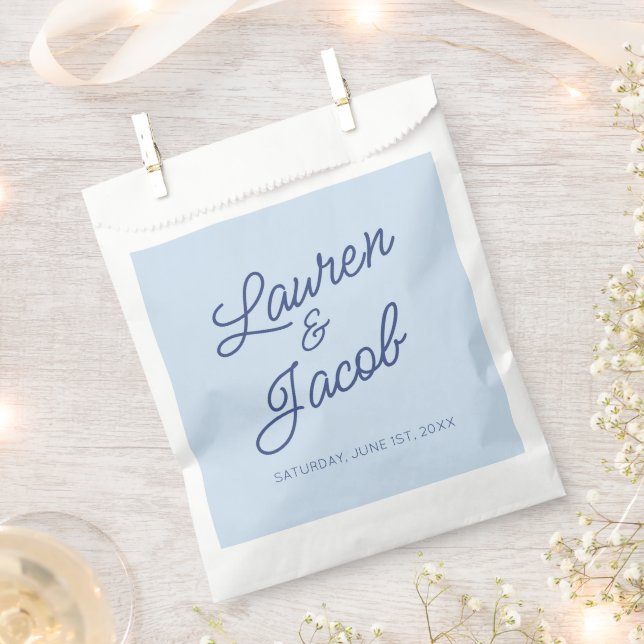 Sachets En Papier Modern Minimal Minimalist Blue Wedding (Coupé)