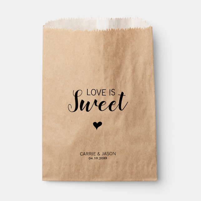 Sachets En Papier Modern Simple Amour est Sweet Heart Mariage Treat (Devant)