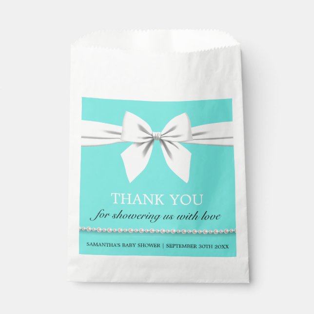 Sachets En Papier Moderne Elegant Aqua Turquoise Glam Tiffany Thème (Devant)