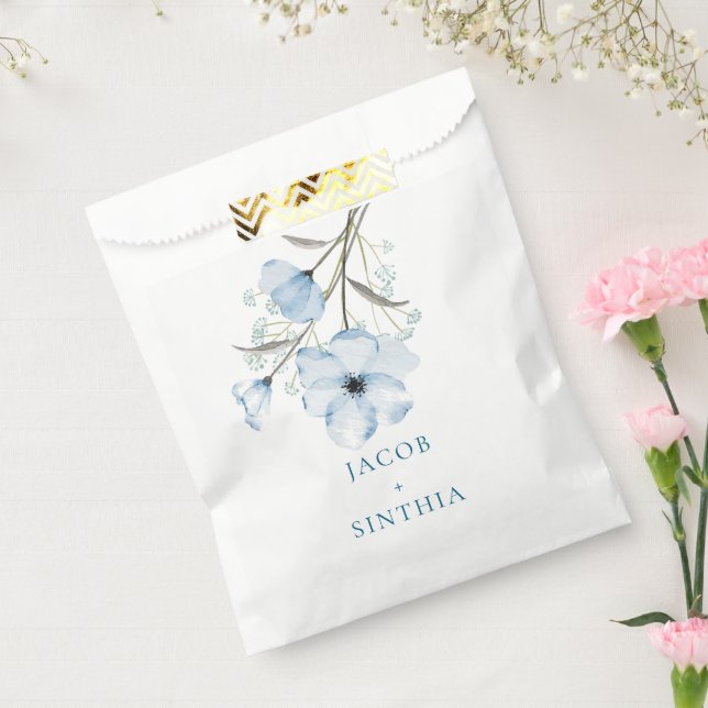 Sachets En Papier Moderne Elegant Chic Dusty Mariage bleu (Scellé)