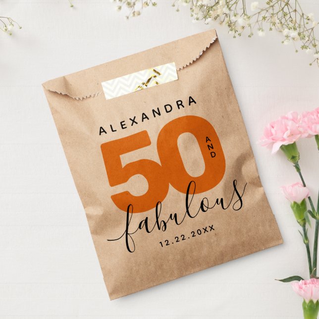 Sachets En Papier Moderne Girly Orange 50 et fabuleux (Scellé)