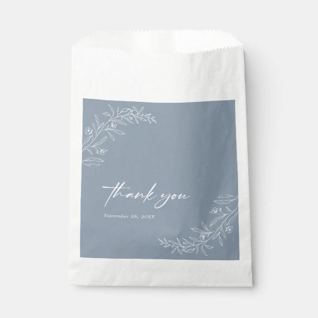 Sachets En Papier Moderne minimaliste Boho Dusty Mariage bleu (Devant)