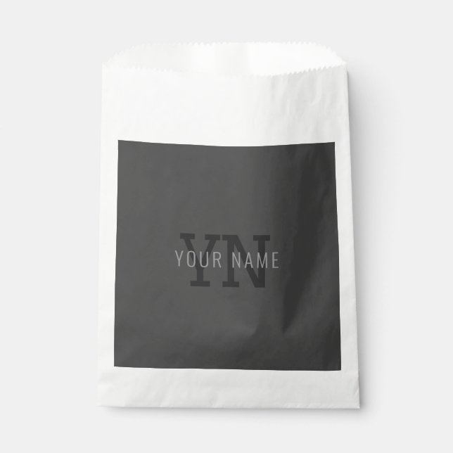 Sachets En Papier Moderne monogramme gris foncé (ou autre texte) (Devant)
