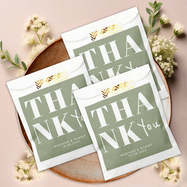 Sachets En Papier Moderne Sage Green Bold Merci de mariage (Créateur téléchargé)