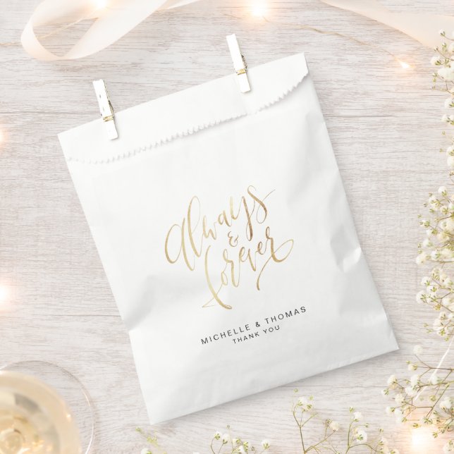 Sachets En Papier Moderne Simple Toujours Et Toujours Mariage Script (Coupé)