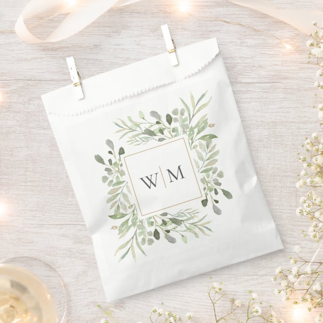 Sachets En Papier Monogramme Botanique Mariage de feuillage (Coupé)