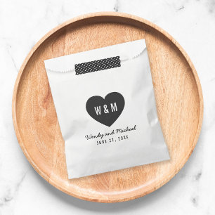 Sachets En Papier Monogramme Coeur Mariage moderne