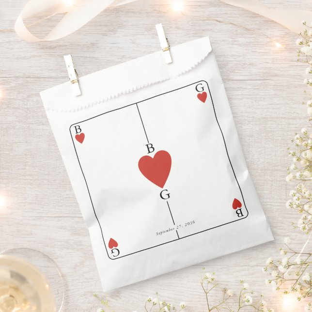 Sachets En Papier Monogramme Coeurs de jeu Mariage de carte (Coupé)