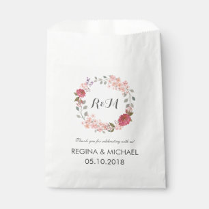 Sachets En Papier Monogramme de couronne florale rustique mariage Fa