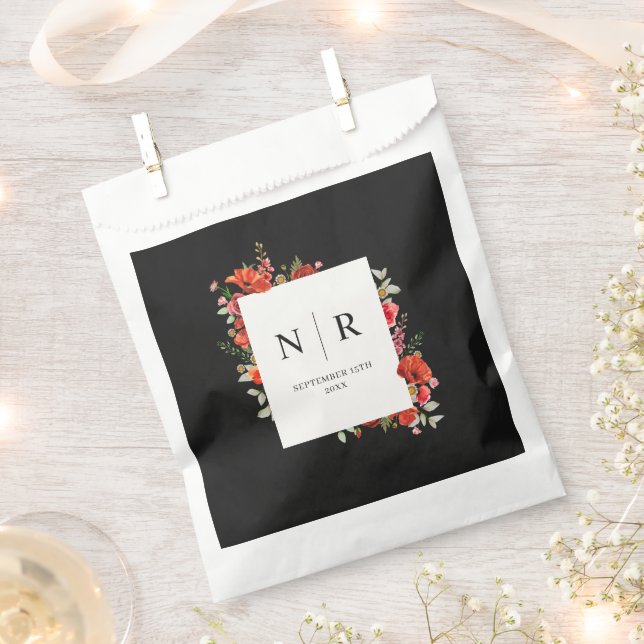 Sachets En Papier Monogramme Mariage Delicate Poppy Dark Mariage (Coupé)