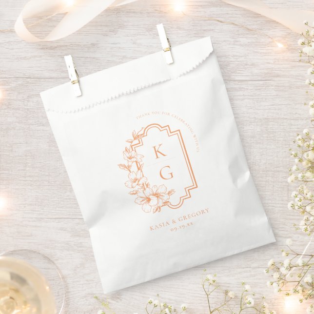 Sachets En Papier Monogramme minimum Faveurs de mariage botanique (Coupé)
