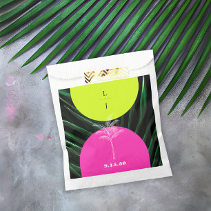 Sachets En Papier Monogramme Neon Arches Tropical Palm Tree Mariage