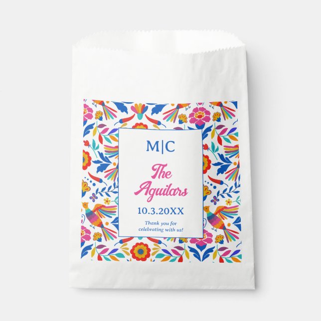 Sachets En Papier Monogramme personnalisé Art folklorique Floral Fie (Devant)