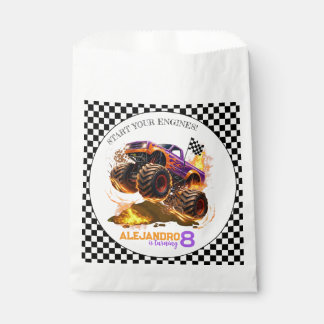 Sachets En Papier Monster Truck Birthday Fire Flames 