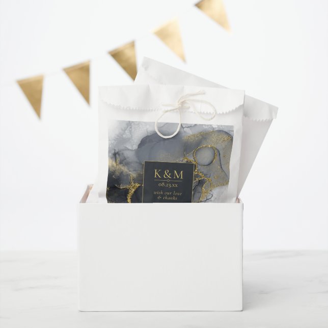 Sachets En Papier Moody Ink Charcoal Gold Abstrait ID988 (Fête)