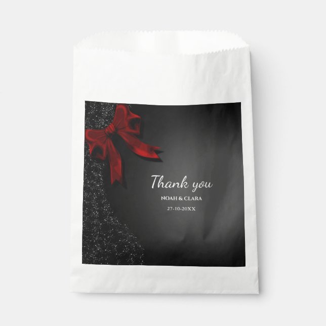 Sachets En Papier Moody mariage noir rouge (Devant)