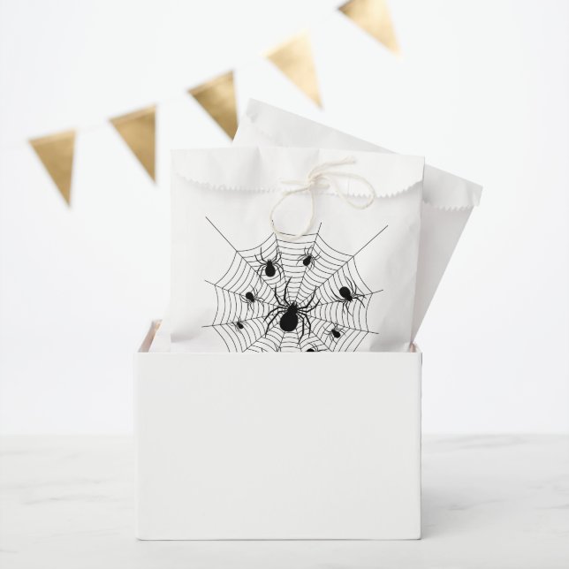 Sachets En Papier Motif d'Halloween Black White araignées (Fête)