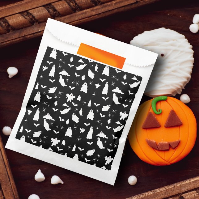 Sachets En Papier Motif d'Halloween, chauves-souris et araignées (Cute Ghost, Bats & Spiders Halloween Pattern Favor Bag)