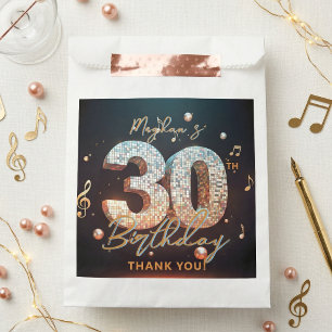 Sachets En Papier Musique Rétro Disco Boule 30ème Anniversaire Merci