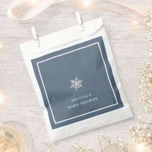 Sachets En Papier Nany Blue Modern Snowflake Baby shower