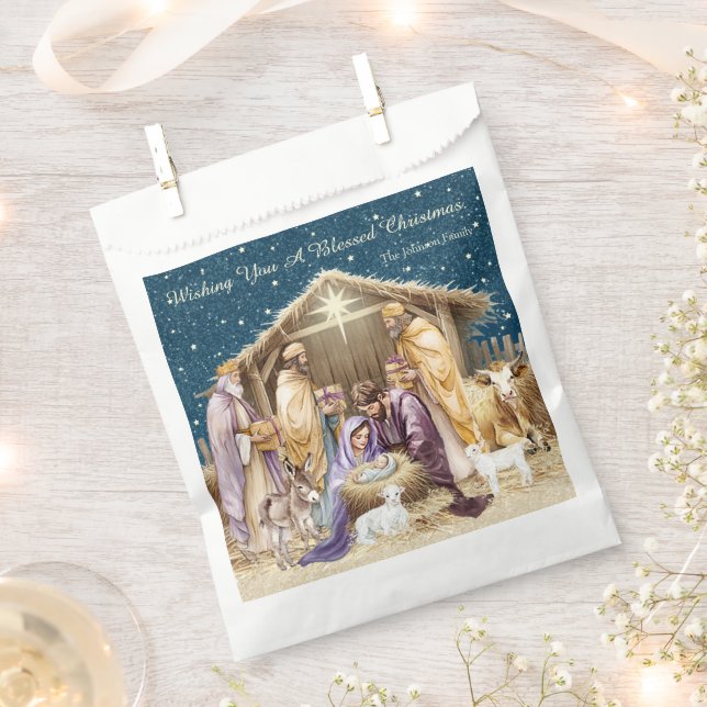Sachets En Papier Nativité de Noël de l'aquarelle (Coupé)