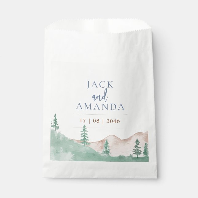 Sachets En Papier Nature Mountain Forest Mariage Faveurs Sac (Devant)