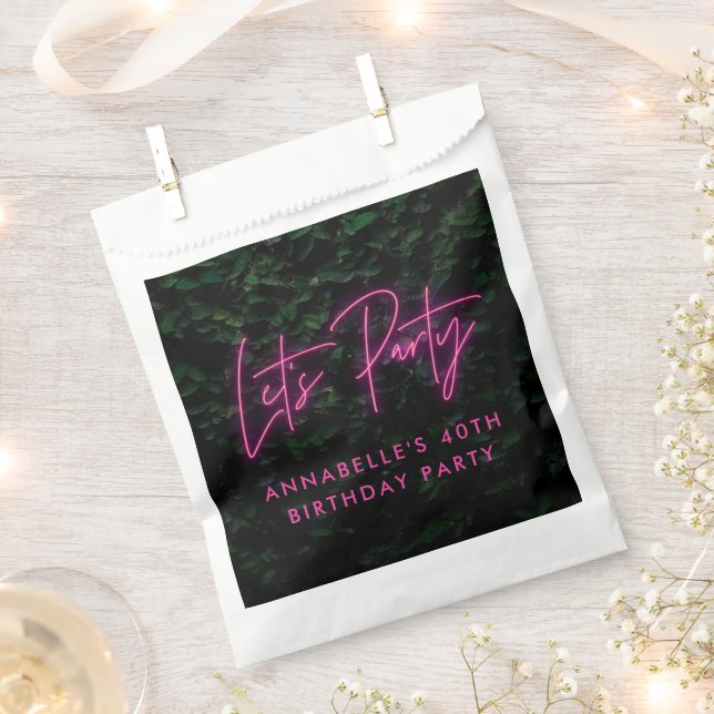 Sachets En Papier Neon rose funky moderne laisse party (Coupé)