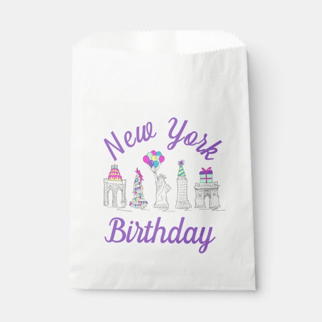 Sachets En Papier New York City NYC Landmarks fête d'anniversaire (Devant)
