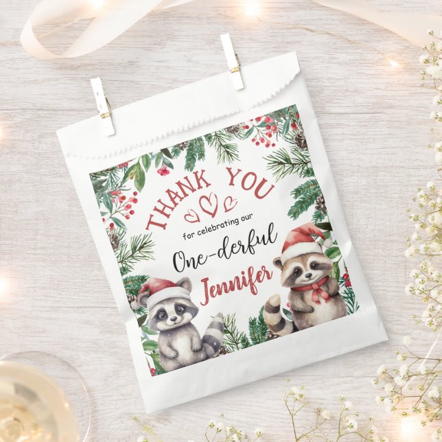 Sachets En Papier Noël 1er Anniversaire Hiver Woodland Cute (Coupé)