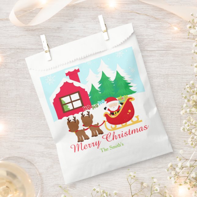 Sachets En Papier Noël à père Noël et Reindeer (Coupé)