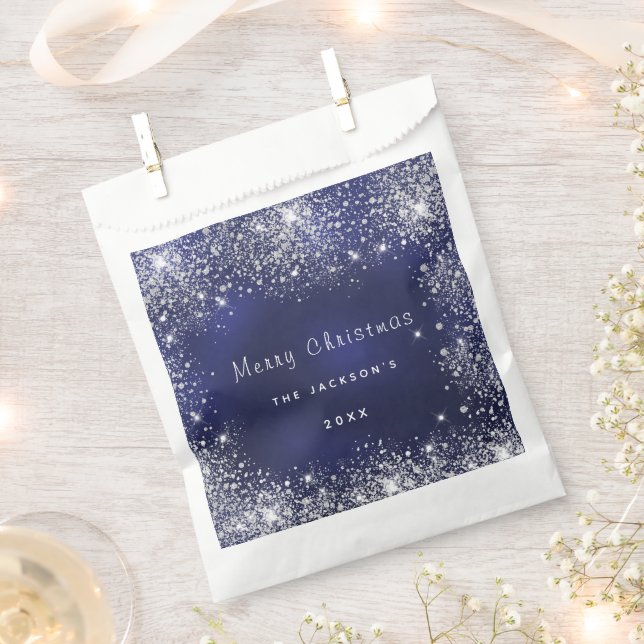 Sachets En Papier Noël bleu blanc parties scintillant poussière arge (Coupé)