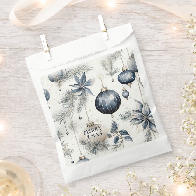 Sachets En Papier Noël bleu et or sophistiqué (Coupé)