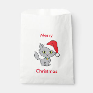Sachets En Papier Noël Favoriser Sacs/Chat avec chapeau de Père Noël