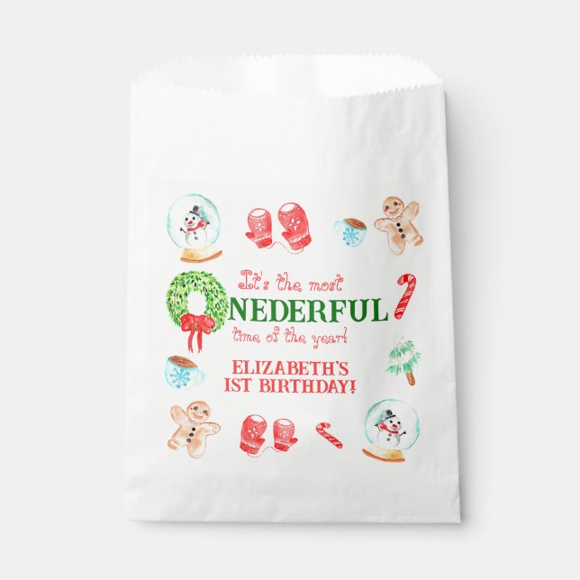 Sachets En Papier Noël le plus ONEDERFUL Premier anniversaire (Devant)