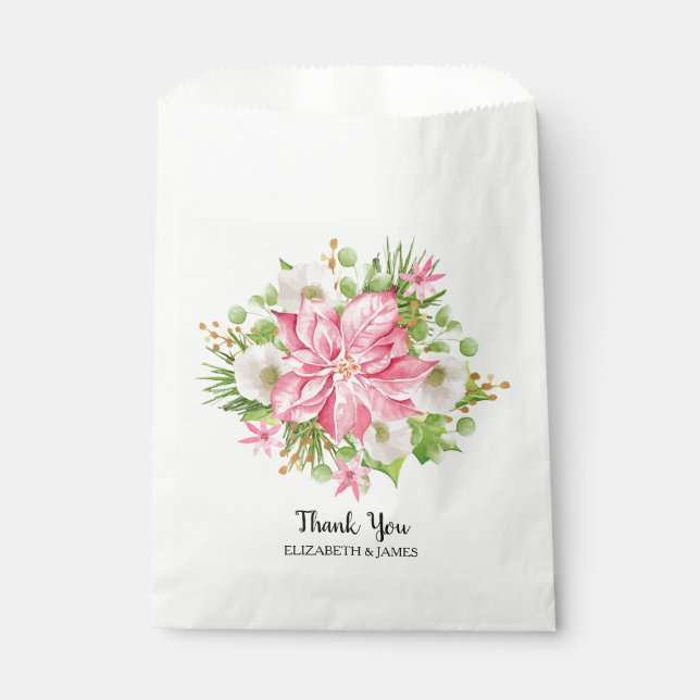 Sachets En Papier Noël Poinsettia Fête Florale (Devant)
