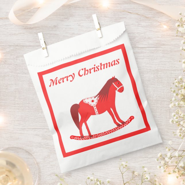 Sachets En Papier Noël scandinave Cheval Rocse Custom (Coupé)
