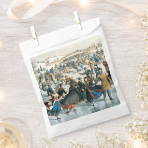 Sachets En Papier Noël victorien Central Park Currier & Ives