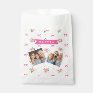 Sachets En Papier Nœud Floral Féminin Coquette Rose Personnalisé